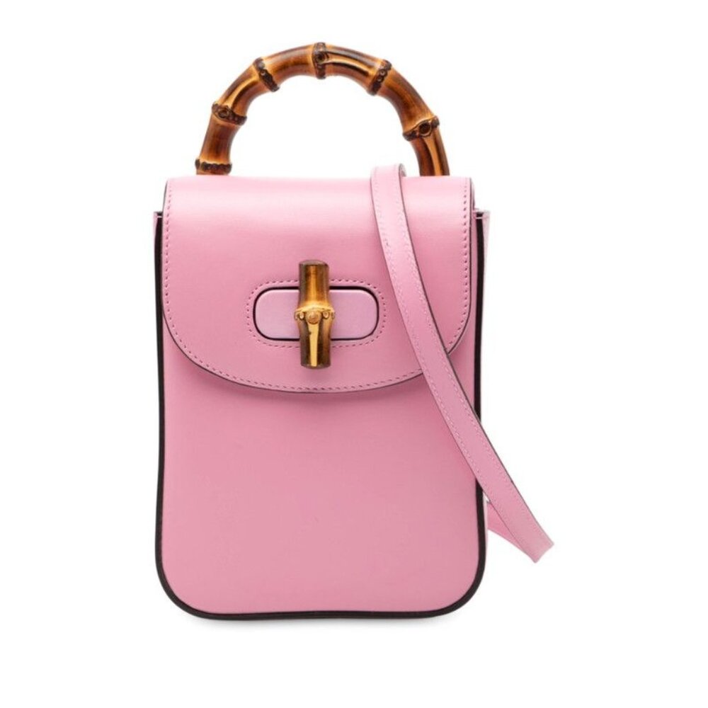 Gucci Bamboo Mini Rucksack Backpack Pink Leather